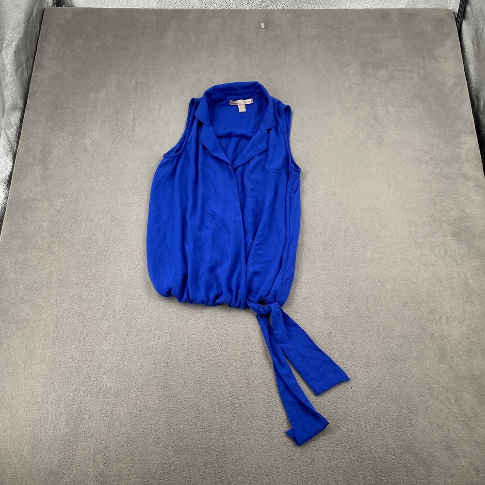 Forever 21 Contemporary Royal Blue Sleeveless Wrap Blouse Side Tie Small y2k